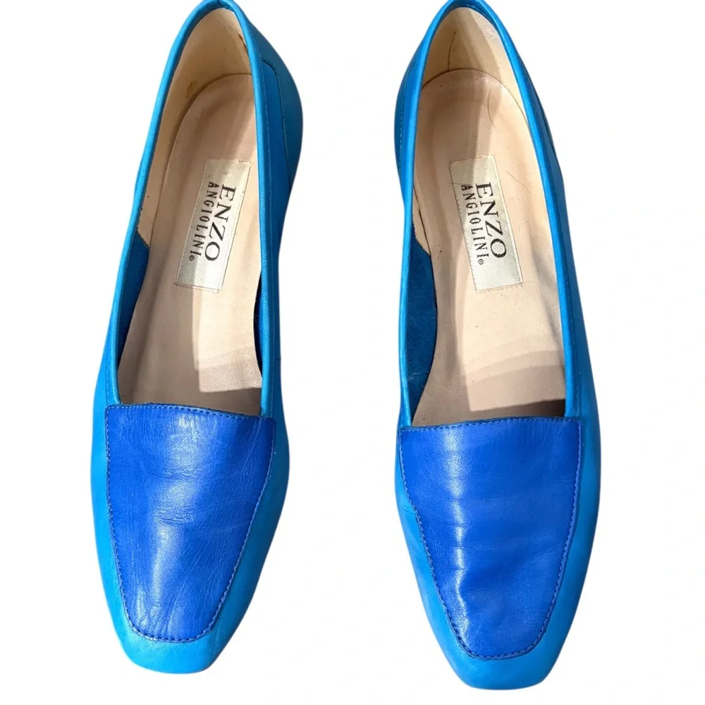 Enzo Angiolini Blue Patent Leather Loafers - Picture 3 of 13